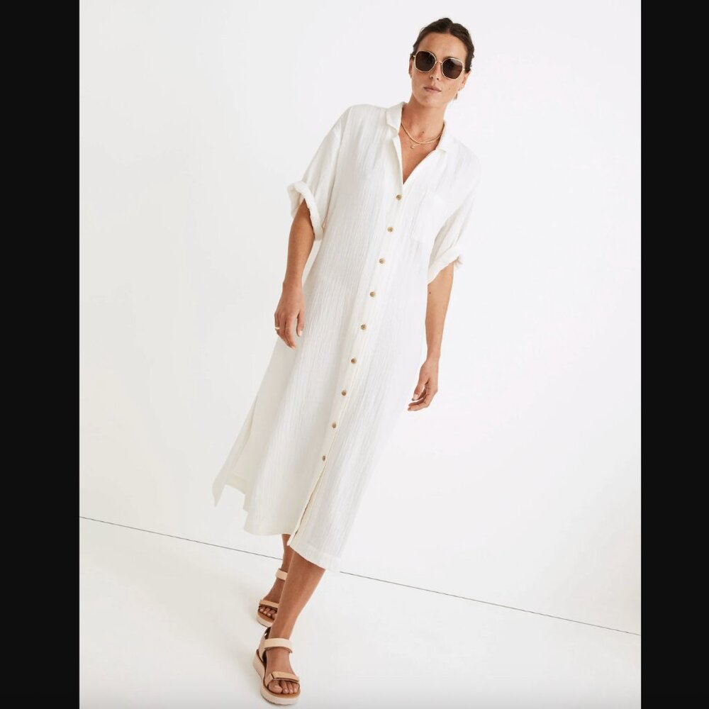 Madewell Lightestspun Cover-Up Maxi Cotton Shirtdress